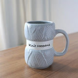 elvesmall 1pc 425ml Unique Knit Style Ceramic Coffee Mug Insulated Funny Gift for Family Holiday Tea Cup Gift Summer and Winter Drinkware