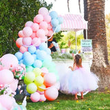 elvesmall 136Pcs Macaron Rainbow Pastel Balloon Garland Arch Kit Bow Pink Blue Latex Ballons For Birthday Party Supplies Wedding Decor