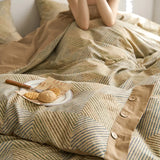 elvesmall High-Grade Long-Staple Cotton Cotton Brushed Four-Piece Cotton Button Quilt Cover Thickening Bed Sheet