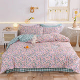 elvesmall 100% Cotton Bedding Set Duvet Cover Pillowcases Breathable Skin-friendly Freshing Floral Style 16 Sizes