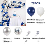 elvesmall Navy Blue White Balloons Arch Garland Kit Silver Confetti Ballon First Birthday Party Decorations Graduation Wedding Baby Shower