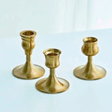 elvesmall 3pc Candlestick Holders Kit Brass Gold Candlestick Set Wedding Table Decorative Candlestick Stand for Party Dinning