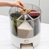 elvesmall Rotating Miscellaneous Grain Bucket Divided Into Five Grain Sealed Insect Proof And Moisture-Proof Storage Rice Noodle Box