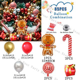 elvesmall Decorations Christmas Balloons Garland Arch Red Metallic Gold With Gingerbread Man Stars Foil Balloon For Christmas Party Decor