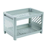 elvesmall Double Layer Desktop Storage Rack Plastic Large Capacity Storage Shelf Multi-functional Stationery Holder