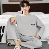 elvesmall  Men Casual Pajamas Suit Autumn Winter Comfortable Pure Cotton Loose Sleepwear Male Large Size Long Sleeves Long Pants Homecloth
