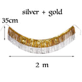 elvesmall Foil Fringe Tinsel Garland Creative 2M 4 Layers Foil Banner Birthday Party Wedding Decoration Christmas Home Wall Decor