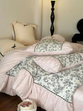 elvesmall  Winter 100% Cotton Korean Princess  Bedding Set Thickened Retro French Duvet Cover Sets Flower Bed Skirt  Skin-friendly Fabrics