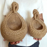 elvesmall  1pc Handwoven Wall Hanging Fruit Vegetable Basket Teardrop Plant Basket Kitchen Table Wall Hanging Storage Basket Container