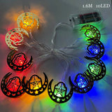 elvesmall  Ramadan Star Moon Castle LED String Lights Eid Mubarak Gift Islam Muslim Ramadan Kareem Decorations for Home Eid al-Fitr Party