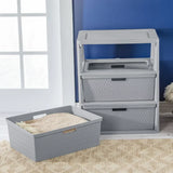 elvesmall Sterilite Storage Box Organizer 3 Drawer Cross-Weave Tower Cement