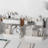 elvesmall  -  INS 2Layers Desktop Skin Care Products Storage Rack Home Seasoning Bottle Cups Rack Study Bookshelf Stationery Sundry Organizer