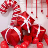 elvesmall 22inch Red Green Christmas Gift Boxes Foil Balloons Lollipop Canes Ball Xmas Decoration Party Favor Christmas Decoration Air Glo