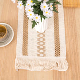 elvesmall Boho Table Runner for Home Decor Macrame Cream & Brown Farmhouse Table Runner with Tassels for Bohemian Dining Bedroom Decor