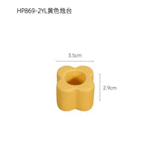 elvesmall Ceramic Candle Holder Pillar Candlesticks Holder for Centerpieces Wedding Decorations Flower Shape Minimal Candle Stick Holder