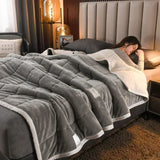elvesmall  Coral Fleece Autumn Winter Warm Blankets for Bed 3 Layers Thicken Flannel Blanket Quilt Soft Comfortable Warmth Quilts Washable