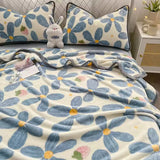elvesmall  Cartoon thick new solid color bed sheet four piece set, non cotton pure cotton duvet cover, single student dormitory pillowcase,