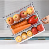 elvesmall Refrigerator Storage Box Food Vegetable Fruit Fresh Preservation Transparent PET Box Drain Kitchen Organizer Storage Containers