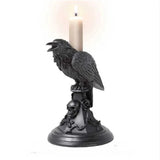 elvesmall Halloween Owl Crow Candle Holder Gothic Candlestick Desktop Ornaments Resin Home Decoration Antique Craft Statue