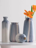elvesmall  Hand-painted Blue simple ins Style Ceramic vase Dried Flower Flower vase Living Room Home Decoration Room Decoration
