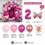 elvesmall 133Pcs Pink Bow Set Garland Arch Style 32 Inch 1-9 Foil Ball Latex Balloon Birthday Party Decoration for Children and Girls