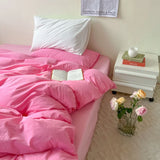 elvesmall Soft Pink Bedding Sets Duvet Cover Set Bedclothes Bedspread Pillowcases Single Double Queen Size Bed Sheet Sets For Girls