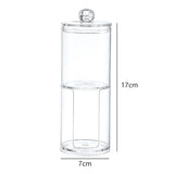 elvesmall Acrylic Makeup Organizer Cotton Swabs Containerwith Bamboo Lid Cosmetic Transparent Box Cotton Pad Organizer Jewelry Storage Box