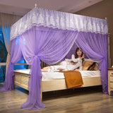 elvesmall  Embroidery Lace Palace Mosquito Net with Stainless Steel Bracket Square Princess Mosquito Tent for Bed Double Bed Nets Canopy