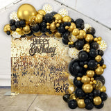 elvesmall Black Gold Balloon Arch Garland Kit Confetti Balloons Birthday Party Decorations Adults Wedding Anniversary Balloon Baby Shower