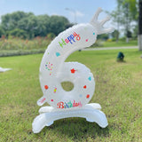 elvesmall  32 Inch Crystal Gradient Number Stand Foil Balloons with Crown Figures Globos 0-9 Birthday Party Decorations Wedding Baby Shower