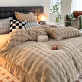elvesmall Winter Luxury King Queen Size Bedding Set Home Textiles Thickened Warm Plush Duvet Cover Bed Sheet Pillowcase 4pcs Bed Linen Set
