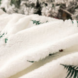 elvesmall Soft Faux Fur Blanket Reversible Fuzzy Long Hair Shaggy Blanket Fluffy Plush Fleece Christmas Tree Embroidered Throw Blanket