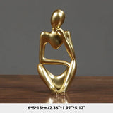 elvesmall Sand Color The Thinker Abstract Statues Sculptures Yoga Figurine Nordic Living Room Home Decor Decoration Maison Desk Ornaments