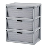 elvesmall Sterilite Storage Box Organizer 3 Drawer Cross-Weave Tower Cement