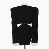 srczzHigh-class Fashion Hot Girl Fried Street Niche Design Detachable Split Waist Leakage Black Long Sleeve Suit Jacket Autumn