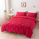 elvesmall Crafts 3D Pinch Pleated Duvet Cover Set Queen Size Solid Single Double Bedding Set King Soft Durable Quilt Cover and Pillow Case