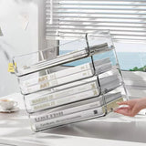 elvesmall File Organizer A4 File Storage Tray Fashion Papers Rack Desktop Organizer Stackable File Rack Transparent Book Shelf Magazine