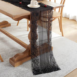 elvesmall  French Romantic White Black Lace Table Runner Wedding Decoration Coffee Table Path Mariage Bridal Shower Home Party Ornament