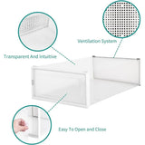 elvesmall 12-Piece Boot Shoe Storage Box, Stackable Clear Plastic  Organizer with  Door 20.5"  12.5"  5.5"