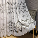 elvesmall  European Luxury Palace Jacquard Curtain for Living Room Bedroom White Geometric Hollowed Sheer Drape Window Treatment Custom #E