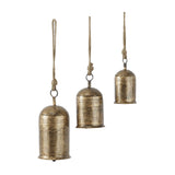 elvesmall Wall Hanging Decor With Solid Pattern and Metal Clapper Wind Chimes Metal Tibetan Decorative Wall Clock 3-Piece Set Round Crafts