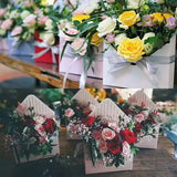 elvesmall Creative Portable Flower Box Rose Flower Packaging Box Flower Shop Wedding Rose Birthday Party Gift Box Valentine's Day Bag Box