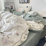elvesmall Ins Nordic Duvet Cover Set 2024 Summer New Twin Queen Size Kids Adult Flat Sheet Pillowcase No Filler Fashion Bed Linens