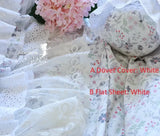 elvesmall  Brand New 100% Cotton Lace Bedding Set Princess Floral Garden Cotton 4pcs Set Ruffle Layers Duvet Cover with Lotus Edge