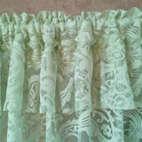 elvesmall 1PC Green Pearls Double Layer Short Curtain for Kitchen Sheer Voile Drape Lace Wave Bottom Dustproof Door Cupboard #E