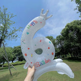 elvesmall  32 Inch White Crown Number Balloons 0-9 Digital Balloons For Birthday Party Anniversary Decoration Baby Shower Balloons
