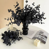 elvesmall  34cm Artificial Black Eucalyptus Branch Stems Artificial Plants for Autumn Halloween Home Decoration Wedding Flower Arrangement
