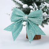 elvesmall 1/2PC Christmas Bows Hanging Decorations Gold Silver Bowknot for Christmas Tree Glitter Ornaments Pendant Xmas Gift Decoration