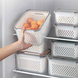 elvesmall Refrigerator Storage Box Fridge Organizer Fresh Vegetable Fruit Boxes Drain Basket Storage Containers Pantry Kitchen Organizer