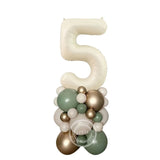 elvesmall  1set Creamy Number Balloon Tower Avocado Green Balloons Set For Adult 30 40 50 Birthday Party Decoration Kids Birthday Supplies